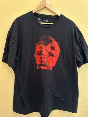 Depeche Mode concert Black Graphic Skull Tee with Red Print - Size 2XL